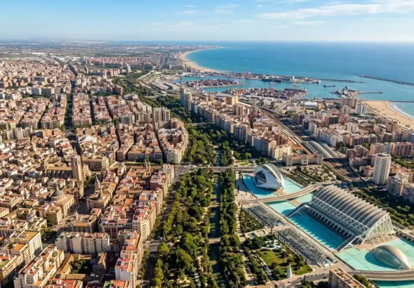 Vista aérea de Valencia sobre el citylab 2026 donde valencia ha escalado 52 puestos