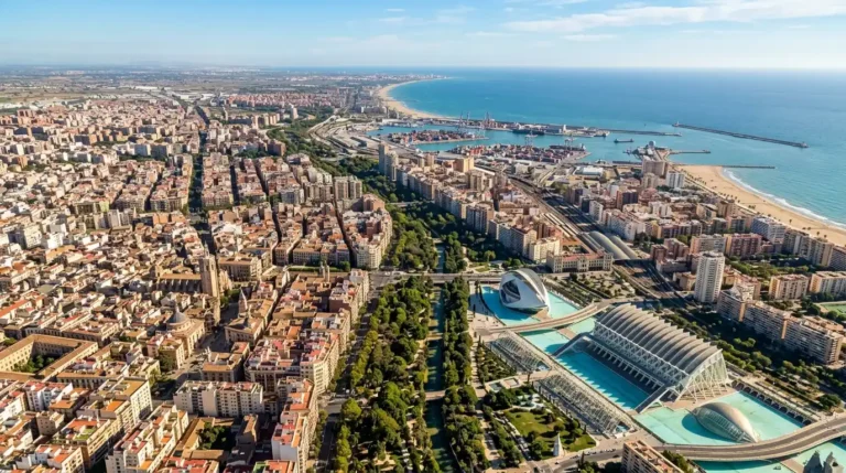 Vista aérea de Valencia sobre el citylab 2026 donde valencia ha escalado 52 puestos
