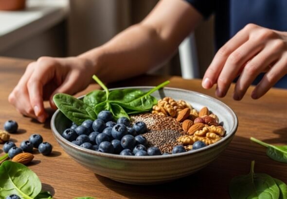 Alimentos saludables ricos en antioxidantes esenciales para una dieta para la psoriasis efectiva.