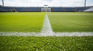 Recreación digital de un campo de fútbol sobre el paro de los futbolistas.