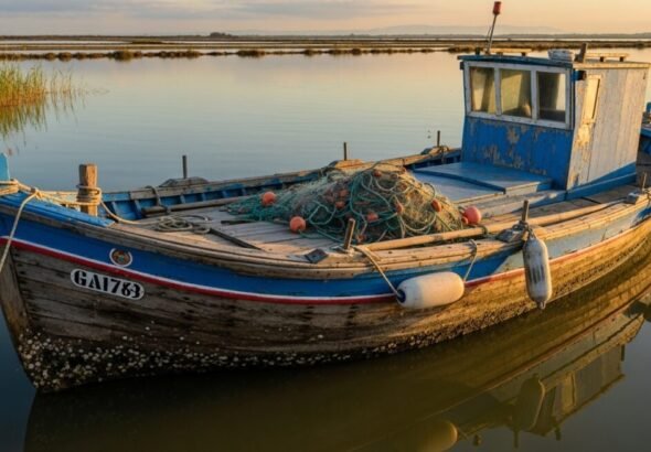 Barco de pesca en l'albufera de valencia para ilustrar las nuevas ayudas Patrimonio Pesquero 2026.