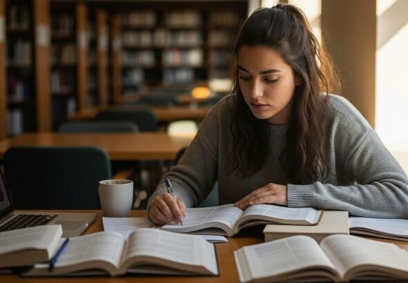 Estudiante revisando los requisitos de las becas 2026-2027