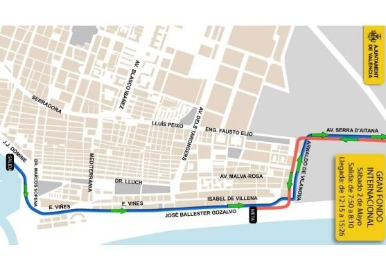 ¿Listo para el caos? El Gran Fondo de Valencia toma el Marítim Imagen del mapa de la carrea Gran Fondo Internacional de Valencia este sábado 2026