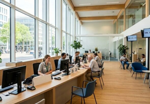 Imagen de una oficina atendiendo a personas para la regularización administrativa extraordinaria