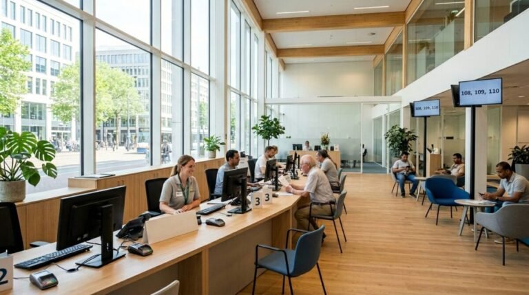 Imagen de una oficina atendiendo a personas para la regularización administrativa extraordinaria