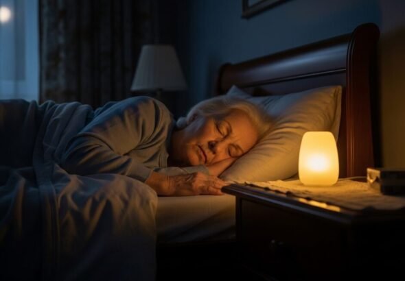 Persona mayor en la cama durmiendo sin alzheimer.