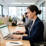 El nuevo portal de regularización facilita la cita previa y el trámite telemático Persona gestionando trámites a través del portal de regularización oficial en un ordenador.