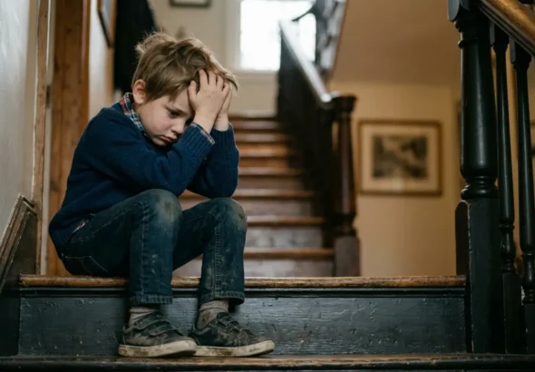 Un niño son una situación mala de salud mental
