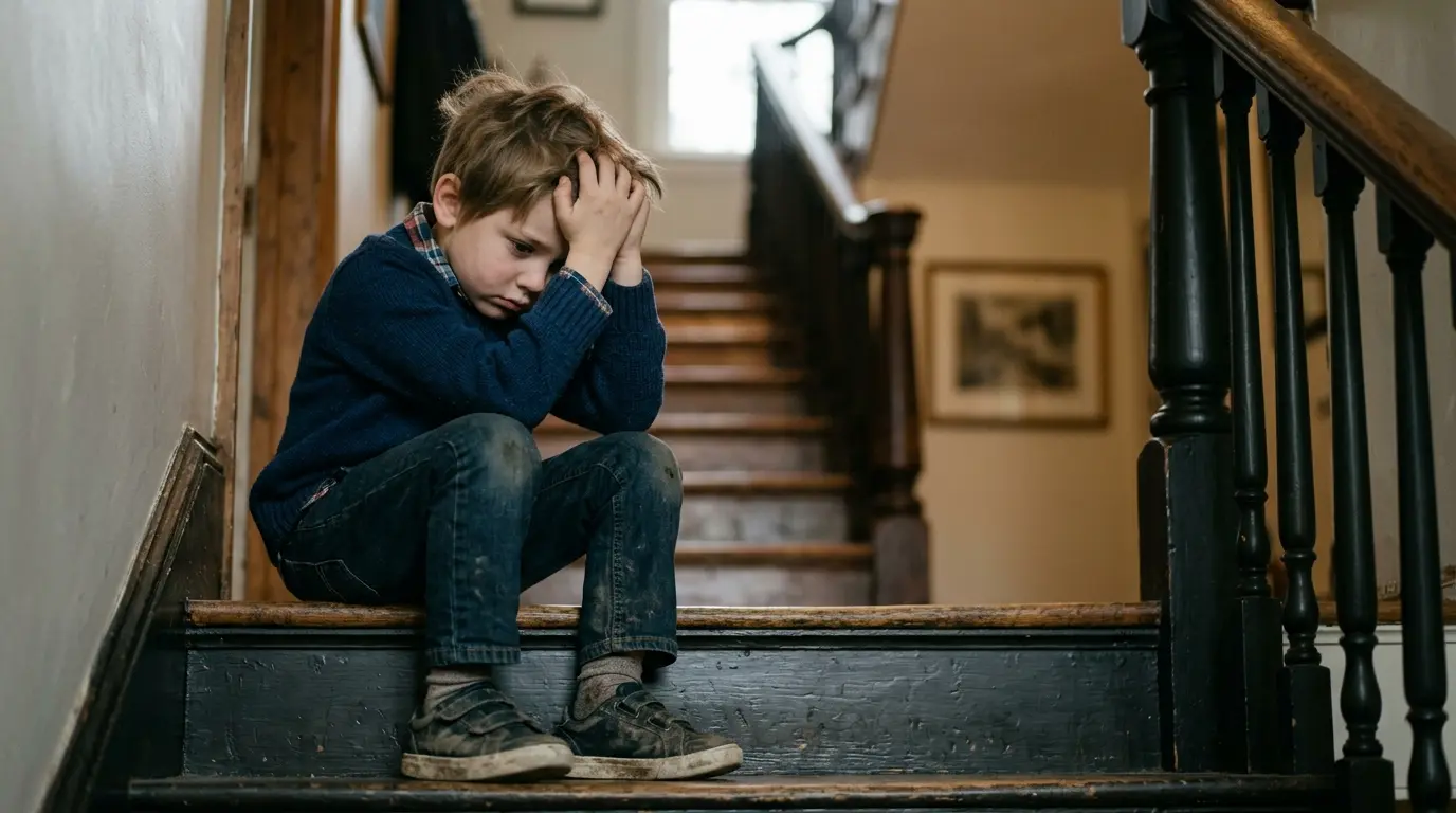 Un niño son una situación mala de salud mental