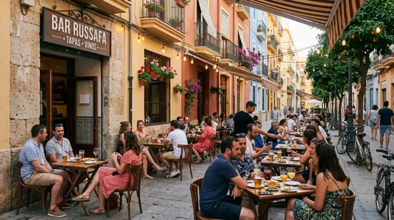 Recreación digital de la terraza de un bar en la zona ZAS de Russafa