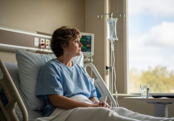 Una paciente en un hospital recuperándose de un ictus.