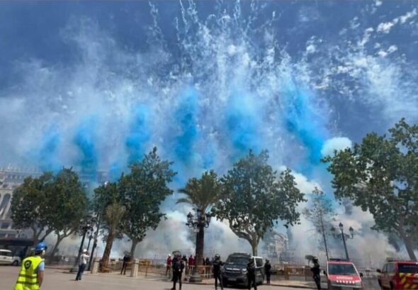 Imagen de una mascletà de la Mare de Déu en Valencia.