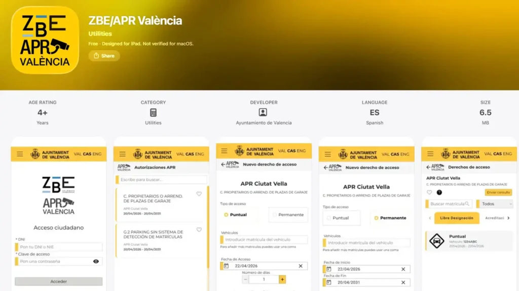 14.000 conductores en València obligados a cambiar de app Imagen que muestra la interfaz de la app APR de Valencia