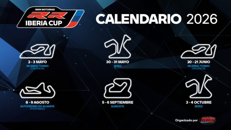 Imagen que muestra el calendario de la BMW Motorrad RR Iberia Cup 2026