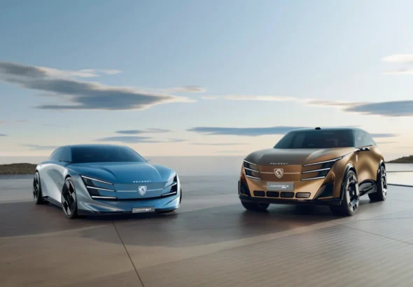 Imagen que muestra los nuevos Concept Car de Peugeot en Pekin. Los nuevos concept 6 y concept 8