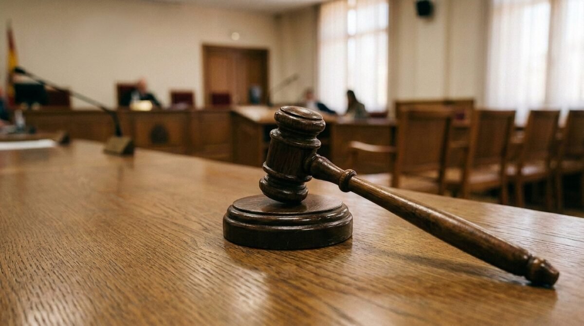 Recreación digital de la Sala que ha condenado a la madre que tiró a su bebé a un contenedor en Sevilla , con condena de 20 años de cárcel