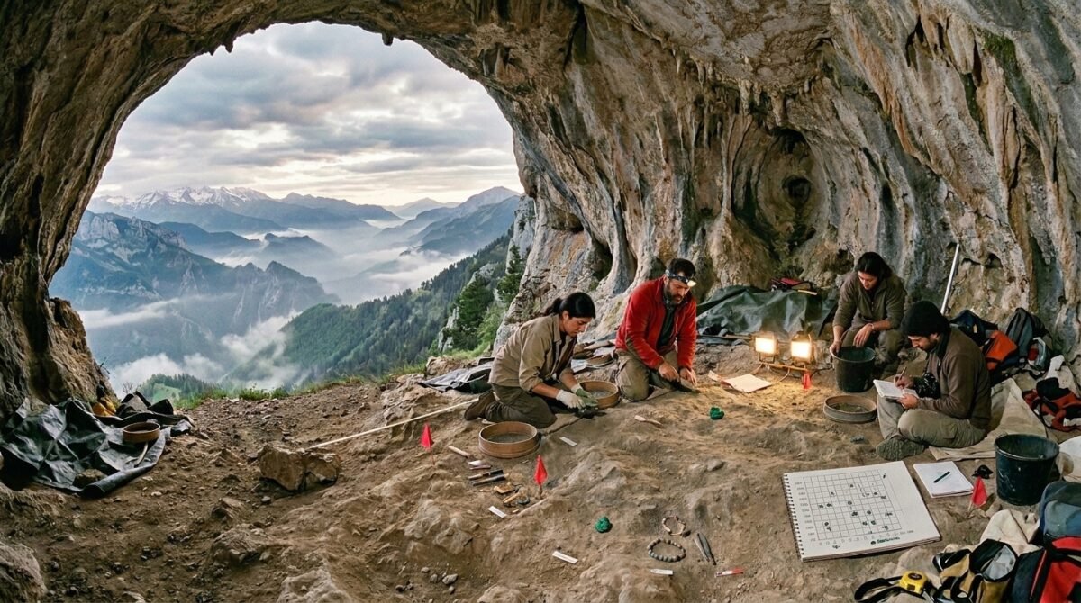 Imagen de la cueva 338 que cambiará la historia en Europa. Recreación digital.
