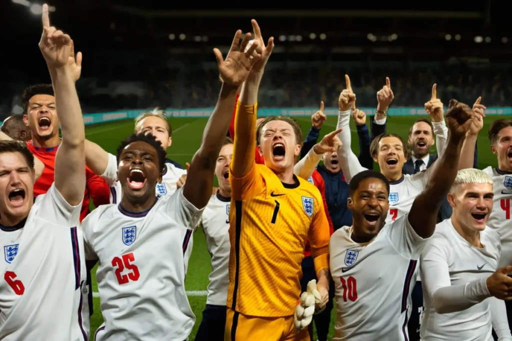 Fiebre británica en Movistar Plus: los tres estrenos clave para este junio Imagen que muestra una de las escenar de Dear England , mostrando a jugadores de la selección de inglaterra en una de las escenar de la serie.
