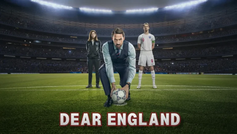 Imagen que muestra el cartel oficial de la serie Dear England basado en hechos reales que estrenará Movistar Plus