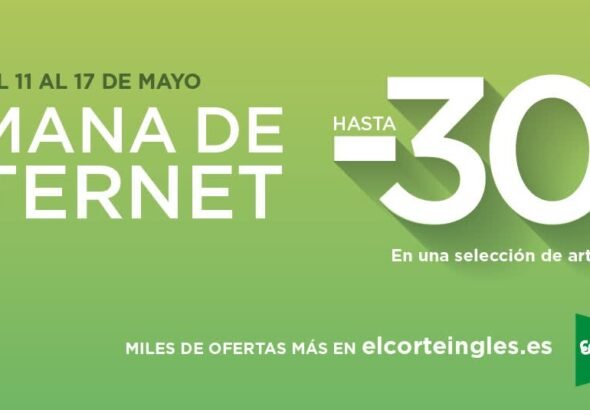 Cartel oficial de El Corte Inglés en la semana de internet con deescuentos del 30 y el 45%
