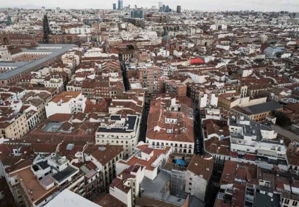Imagen que muestra la ciudad de Madrid desde el aire para ilustrar los cortes de tráfico de las fiestas aluche