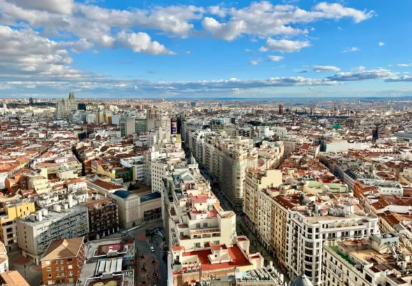 Vista aérea de Madrid para ilustrar los cortes de tráfico por el Maudes Festival