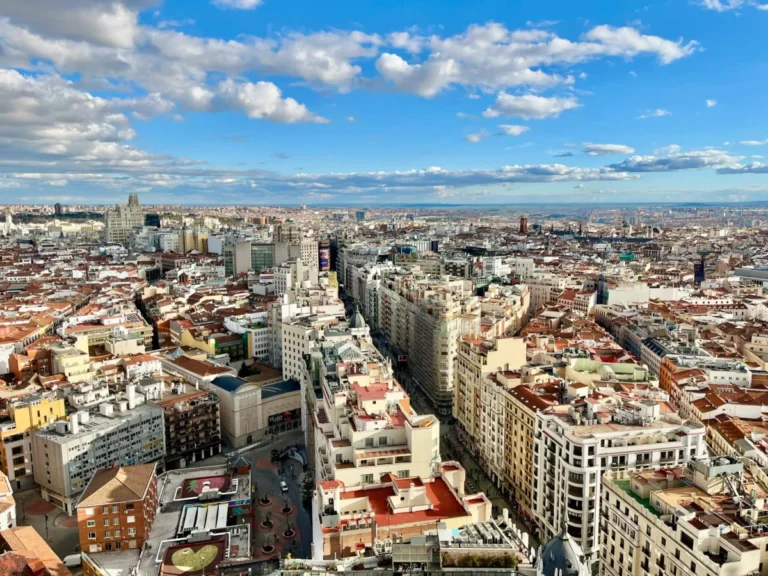 Vista aérea de Madrid para ilustrar los cortes de tráfico por el Maudes Festival