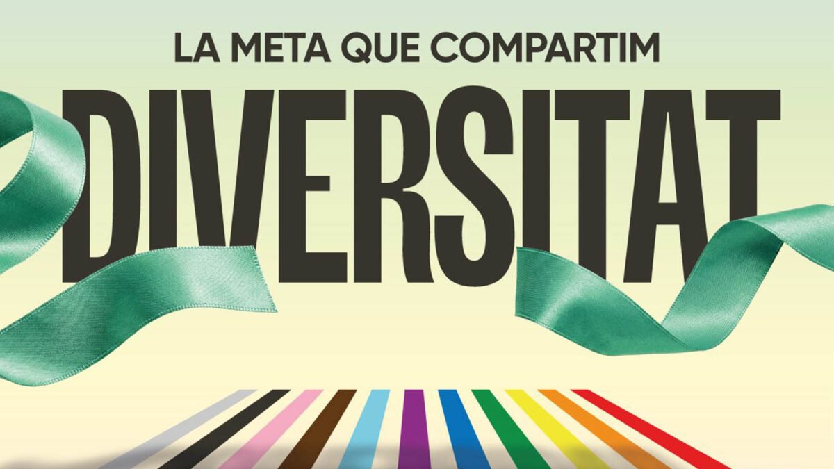 Cartel Orgullo 2026 de Valencia que muestra el texto La meta que compartim , diversitat.