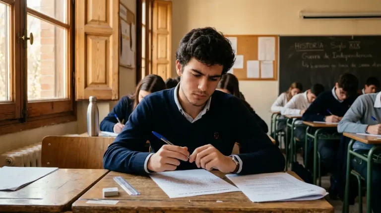Imagen que muestra un aula con alumnos y alumnas en el examen de la PAU