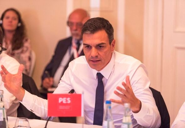 Pedro Sánchez en una reunión preparatoria del PES, previa al consejo informal de la UE