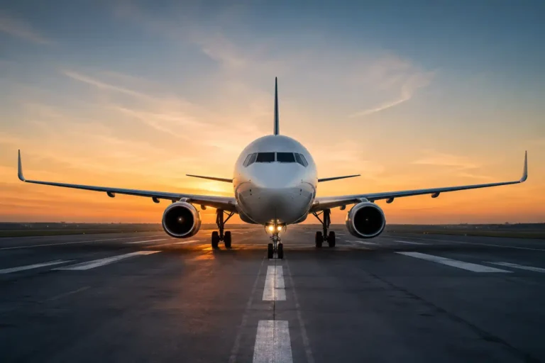 Recreación de un avión de la compañía Plus Ultra despegando en un aeropuerto