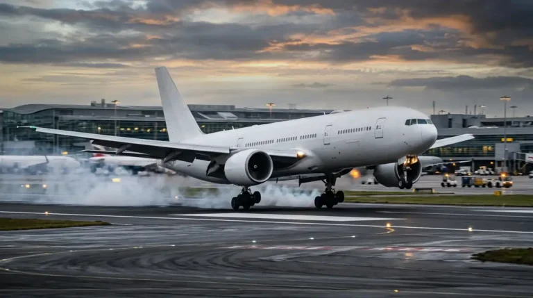 Imagen que muestra a un avión aterrizando en un aeropuerto en medio de la crisis del queroseno.