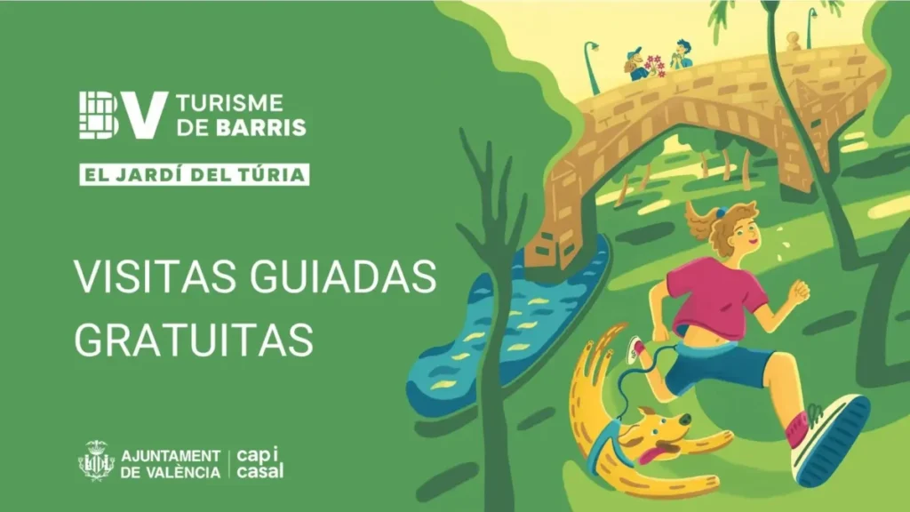 5 planes en Valencia para exprimir mayo sin gastar un euro Cartel oficial de las visitas guiadas al Jardí del Turia de Valencia en 2026