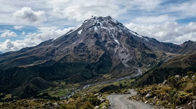 Recreación digital de un volcán sin erupción.