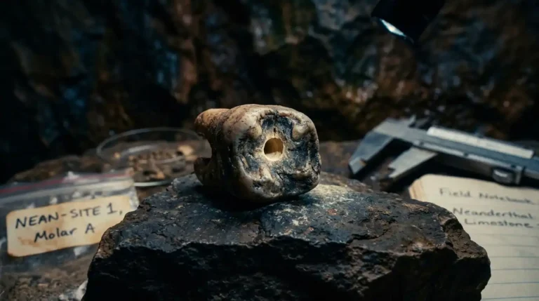 Recreación digital para mostrar de forma visual las formas que han encontrado en la manipulación de una caries por neandertales.