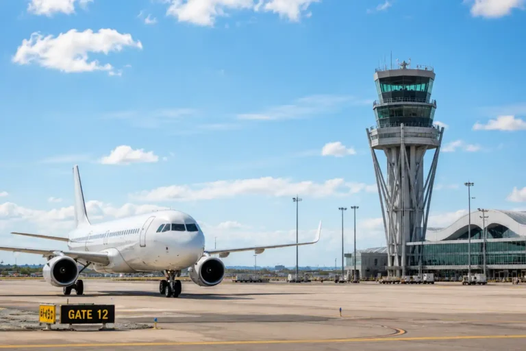 Imagen que muestra una pista de vuelo con un avión sobre la nueva conectividad aérea