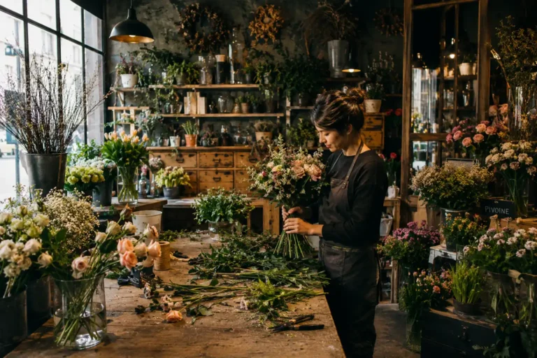 Imagen de una persona trabajando en un taller con el nuevo convenio floristerias