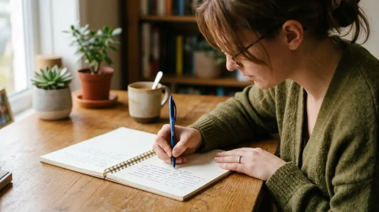 Imagen que muestra a una persona escribiendo con la mano derecha sobre un papel con un boli mostrando que es diestra