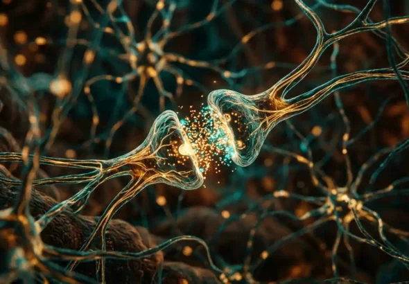 Imagen que muestra al cerebro con dopamina. Recreación digitla.