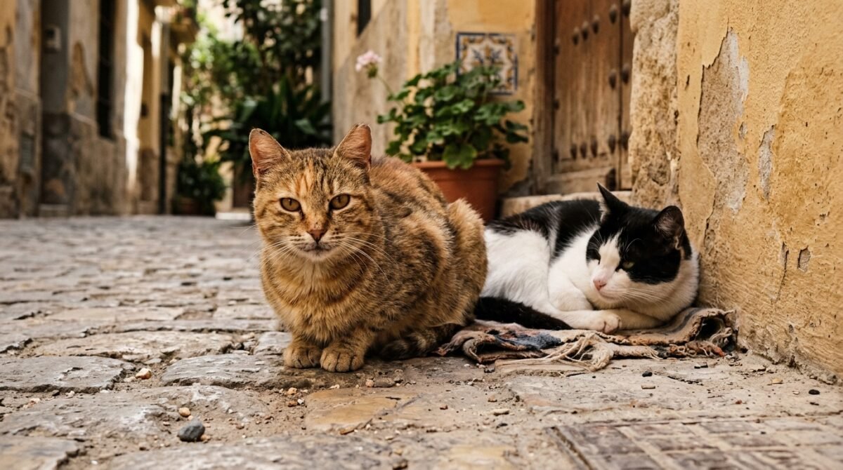 València abre el primer centro veterinario de España para gatos callejeros Imagen de dos gatos de una de las colonias felinas de Valencia. Recreación digital.