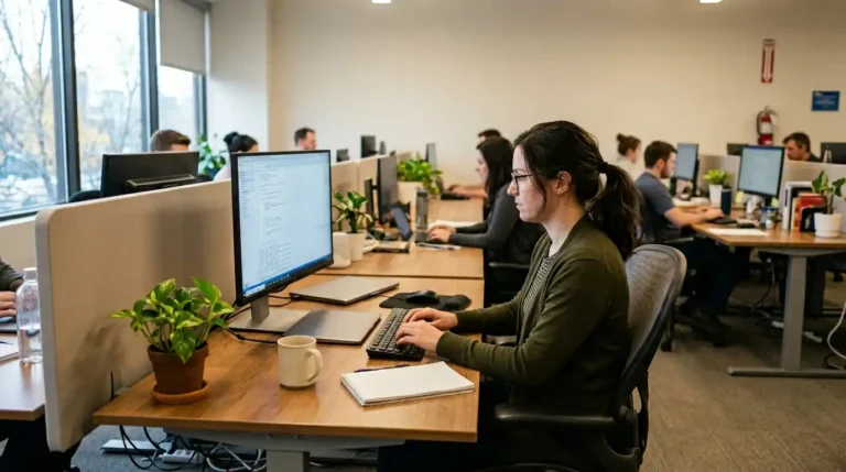 Un empleado público disfrutando en la oficina de la nueva jornada para funcionarios