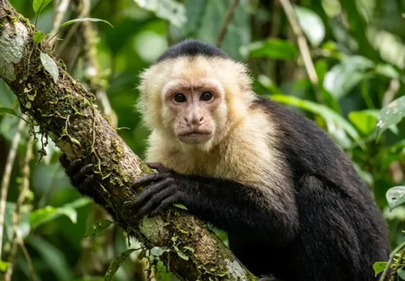 Recreación digital de monos capuccinos viviendo en la naturaleza