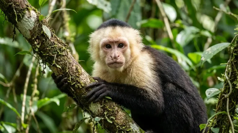 Recreación digital de monos capuccinos viviendo en la naturaleza