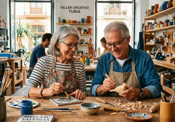 Imagen que muestra a dos personas mayores en los cursos gratuitos de Valencia