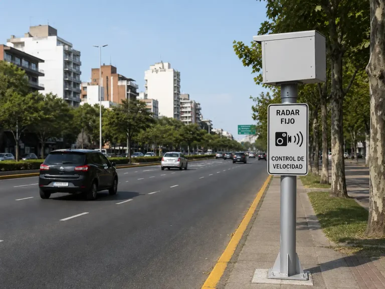 Recreación digital de IA de una avenida en Valencia con un radar fijo instalado.