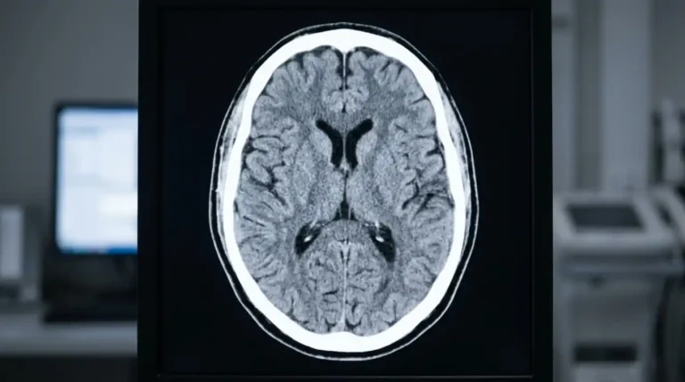 Radiografía del cerebro de una persona tras un ictus. Recreación digital.