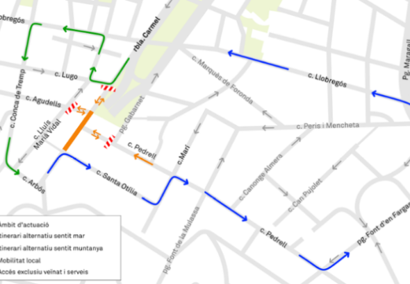 Mapa oficial de cortes de la rambla del carmel de barcelona para el domingo 31 de mayo