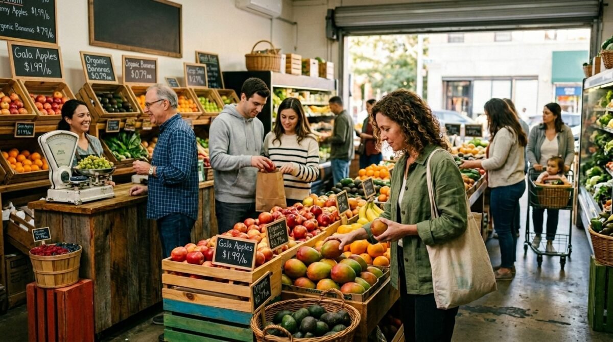 Los sectores que acumulan más quejas en la Comunitat Valenciana Imagen que muestra a una spersonas comprando en una fruteria en Valencia
