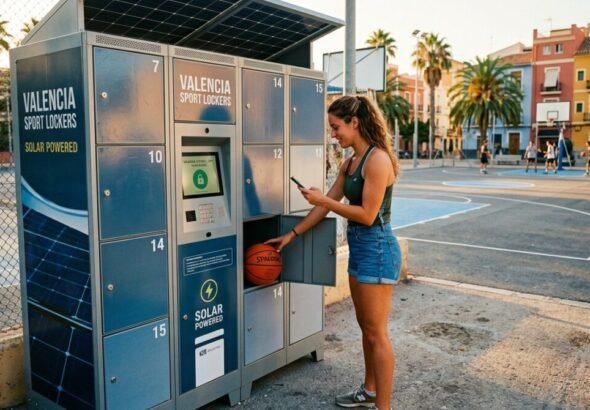 Recreación digital que muestra una de las taquillas inteligentes instalada en Valencia