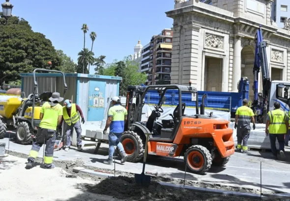 Imagen de las obras de la calle Colón de Valencia